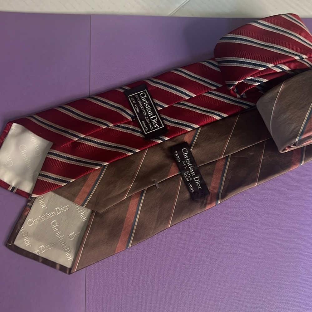 Christian Dior 100% Silk Stripped Ties Bundle - Picture 2 of 7
